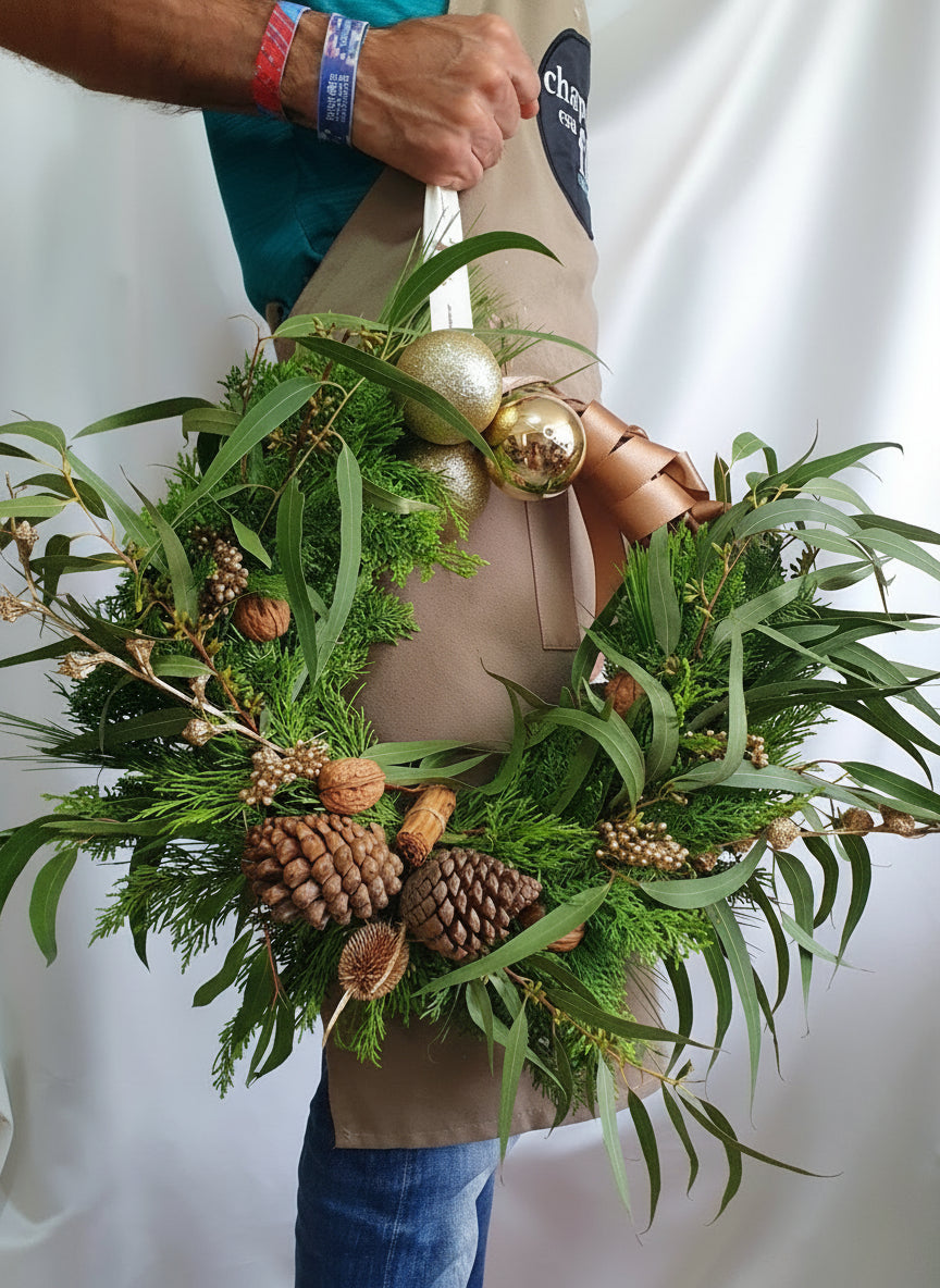 Corona Navideña para colgar gold