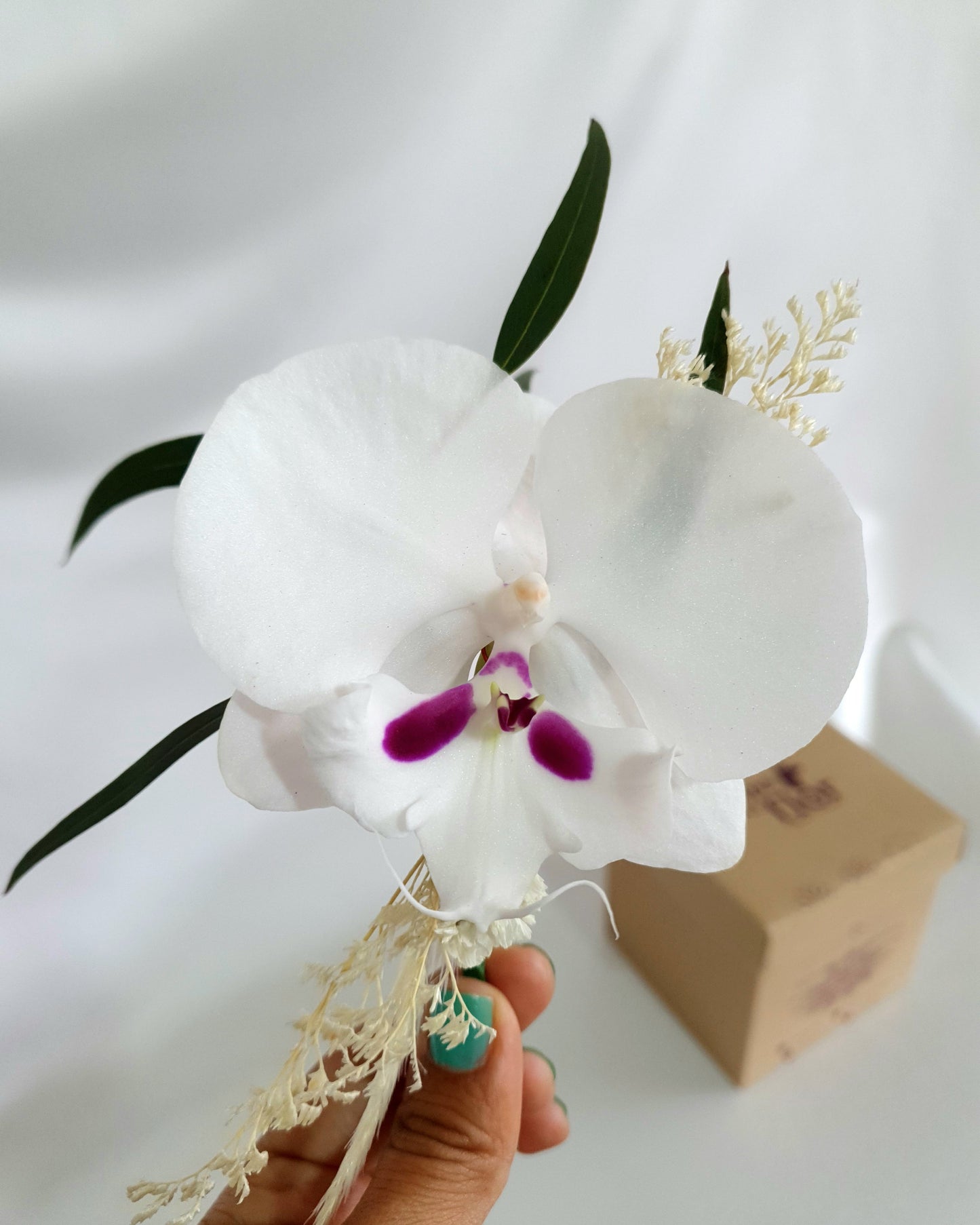 Corsage de Orquídea blanca botoniere
