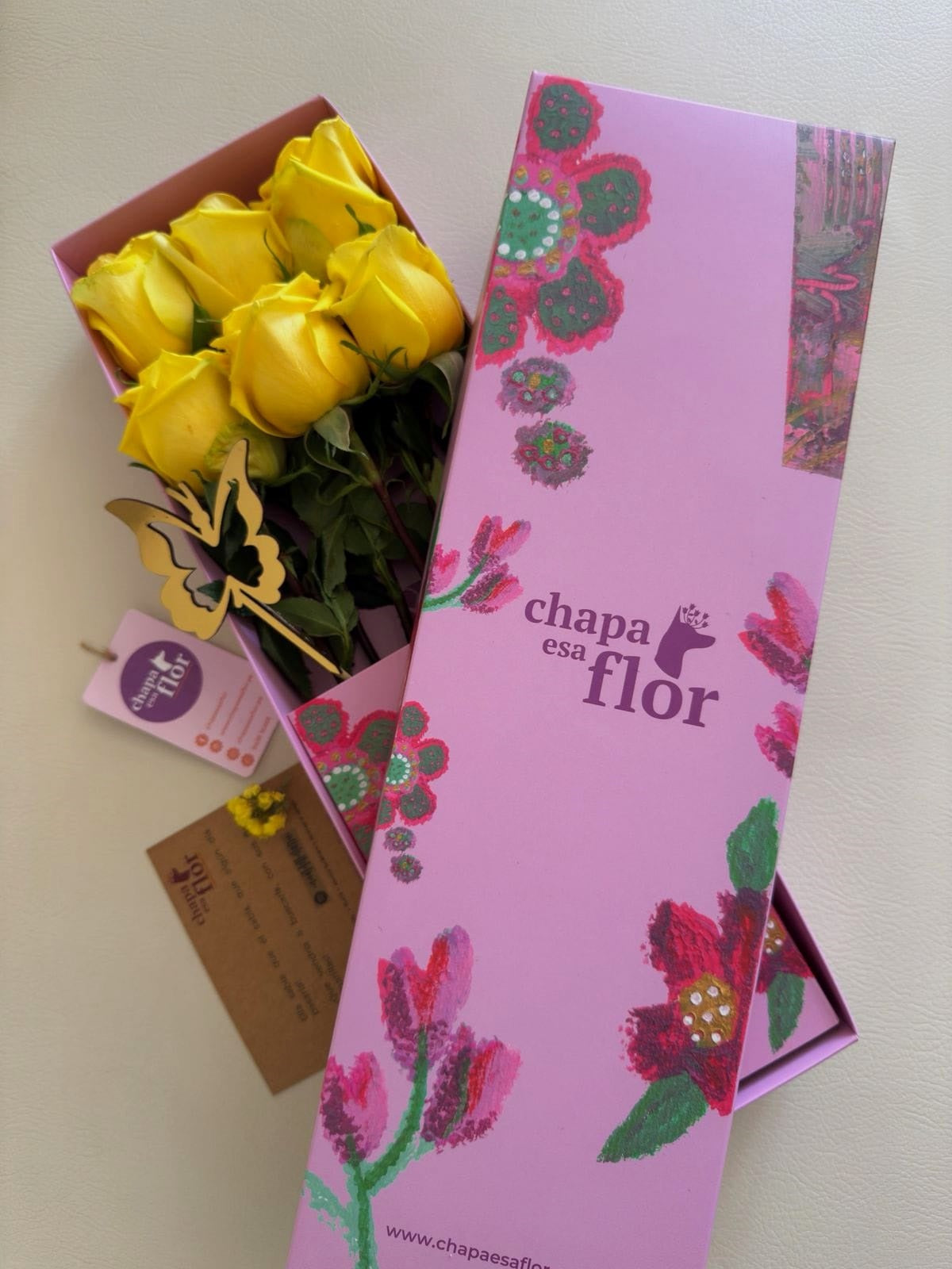 Box Premium con 6 rosas amarillas