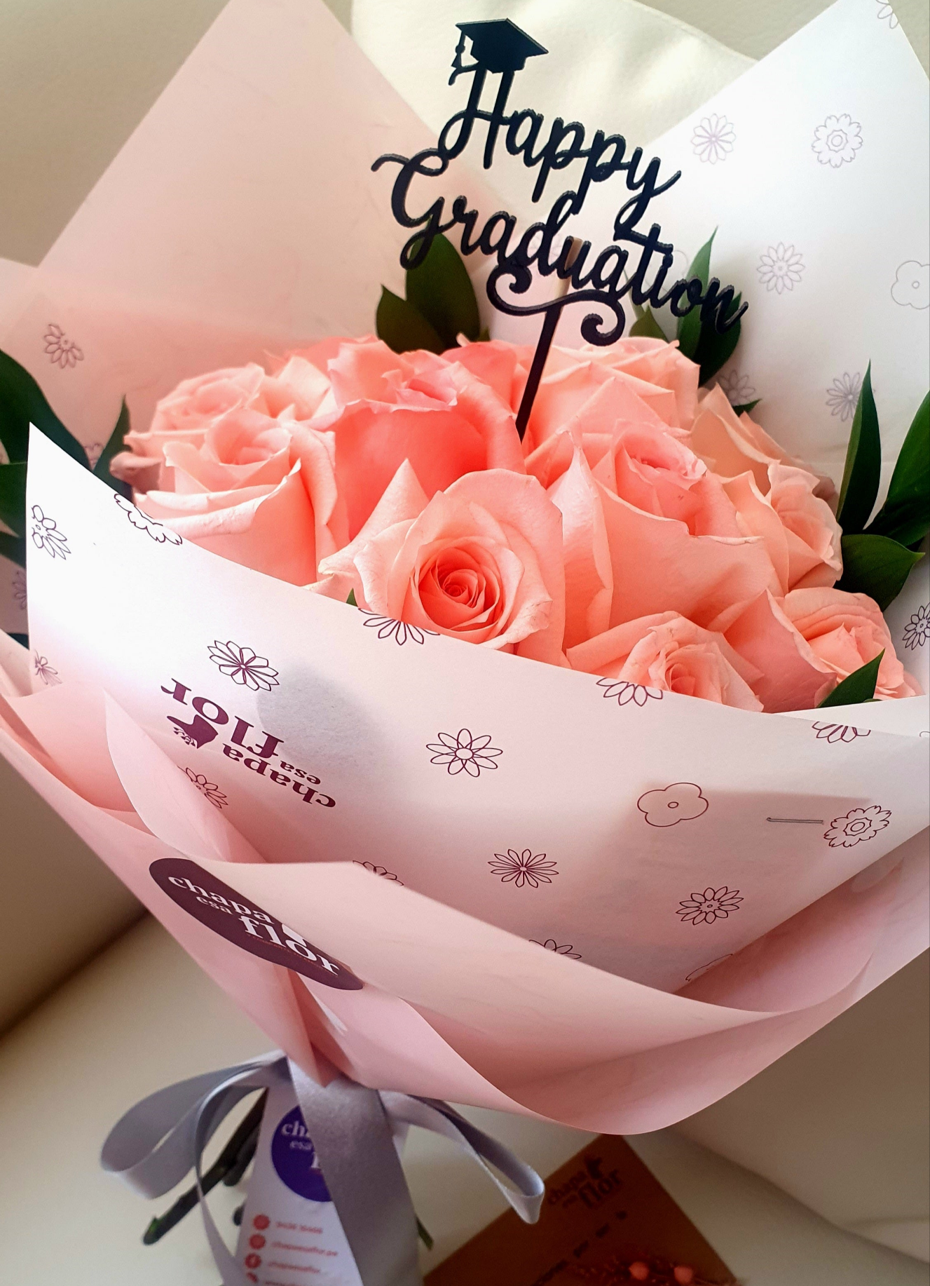Ramo con 16 rosas rosadas Graduación