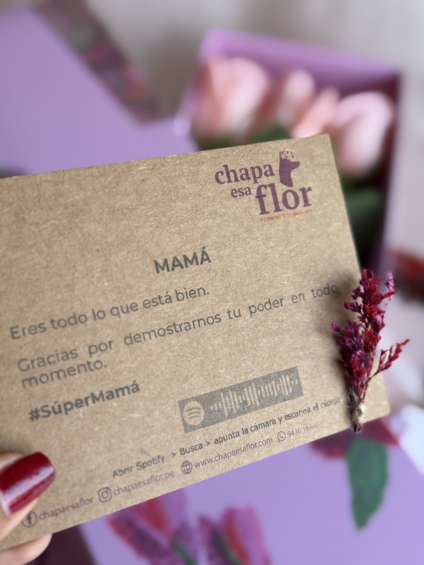 Box Premium Mamá con 6 rosas rosadas