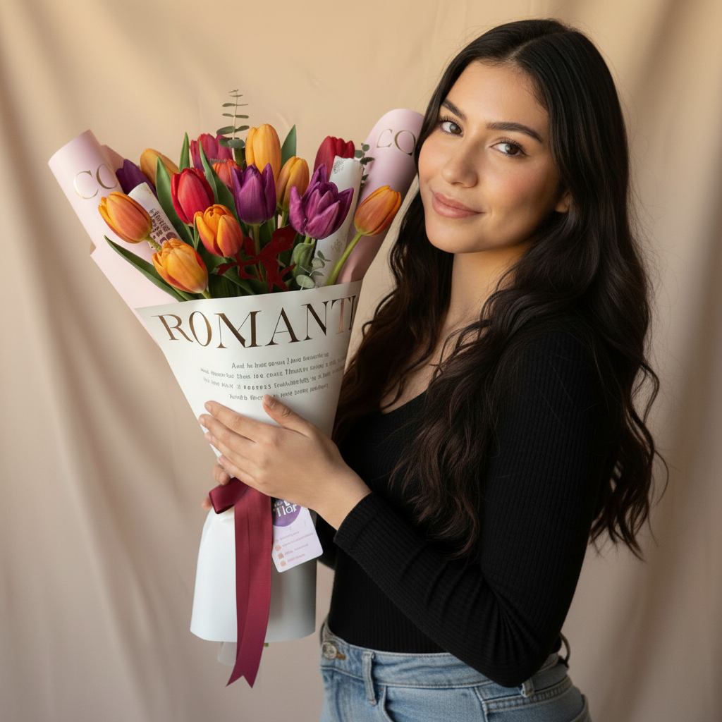 Ramo – 15 Tulipanes Multicolor | Edición San Valentín