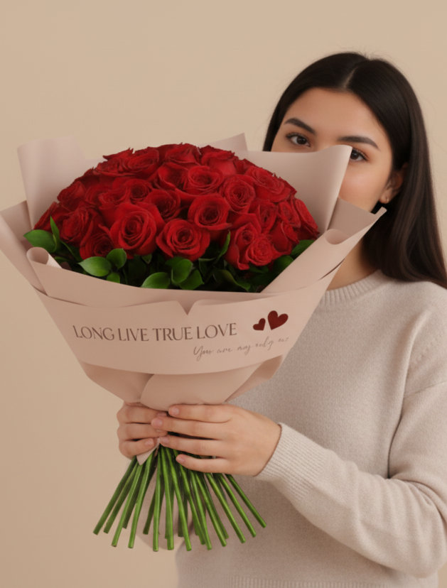 Ramo buchón – 50 Rosas rojas | Edición San Valentín