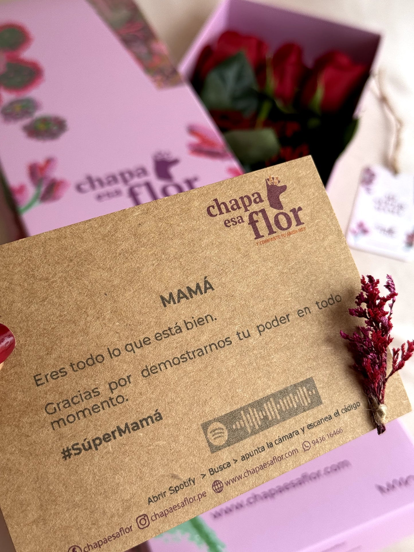 Box Premium Mamá con 6 rosas rojas