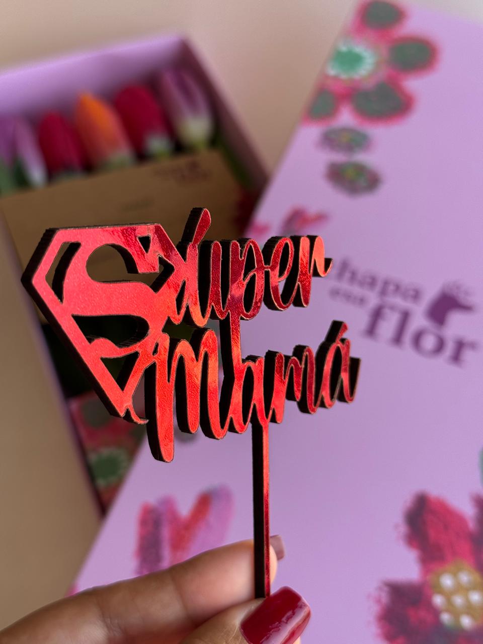 Box Premium Mamá con 5 tulipanes multicolor