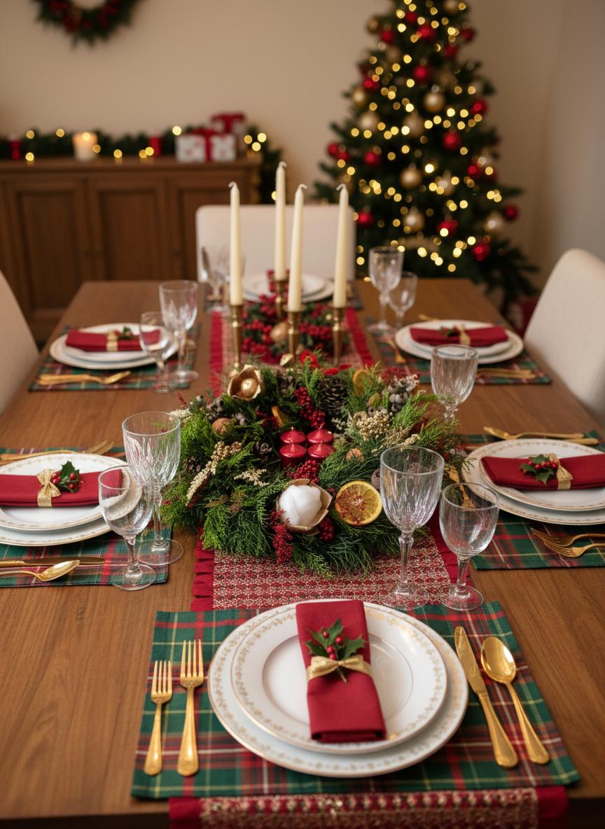 Corona de Adviento 2025 acentos rojo y dorado