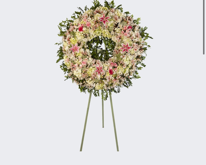 Corona Condolencias tonos rosados