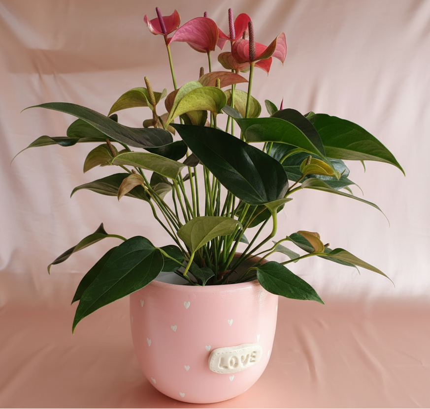 Anturios rosados con piezas Macarenomacetas