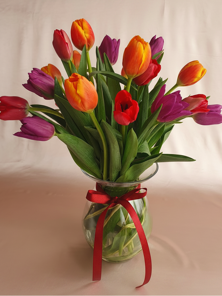 Arreglo – 20 Tulipanes multicolor | Edición San Valentín