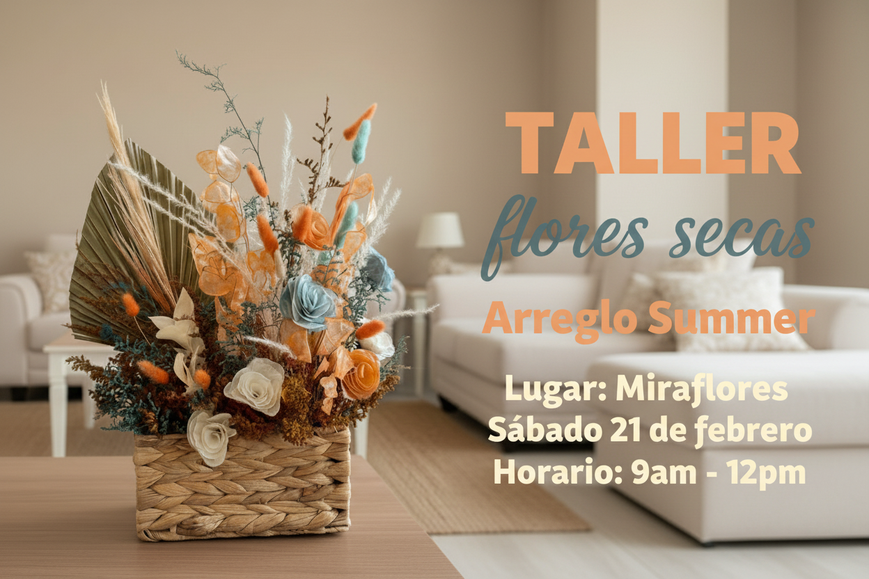 Arreglo Summer de flores secas y preservadas paleta cálida