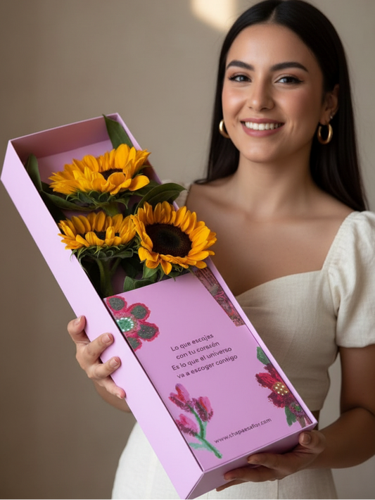 Caja Box Premium Radiante Edición Día de las Flores Amarillas - 3 girasoles