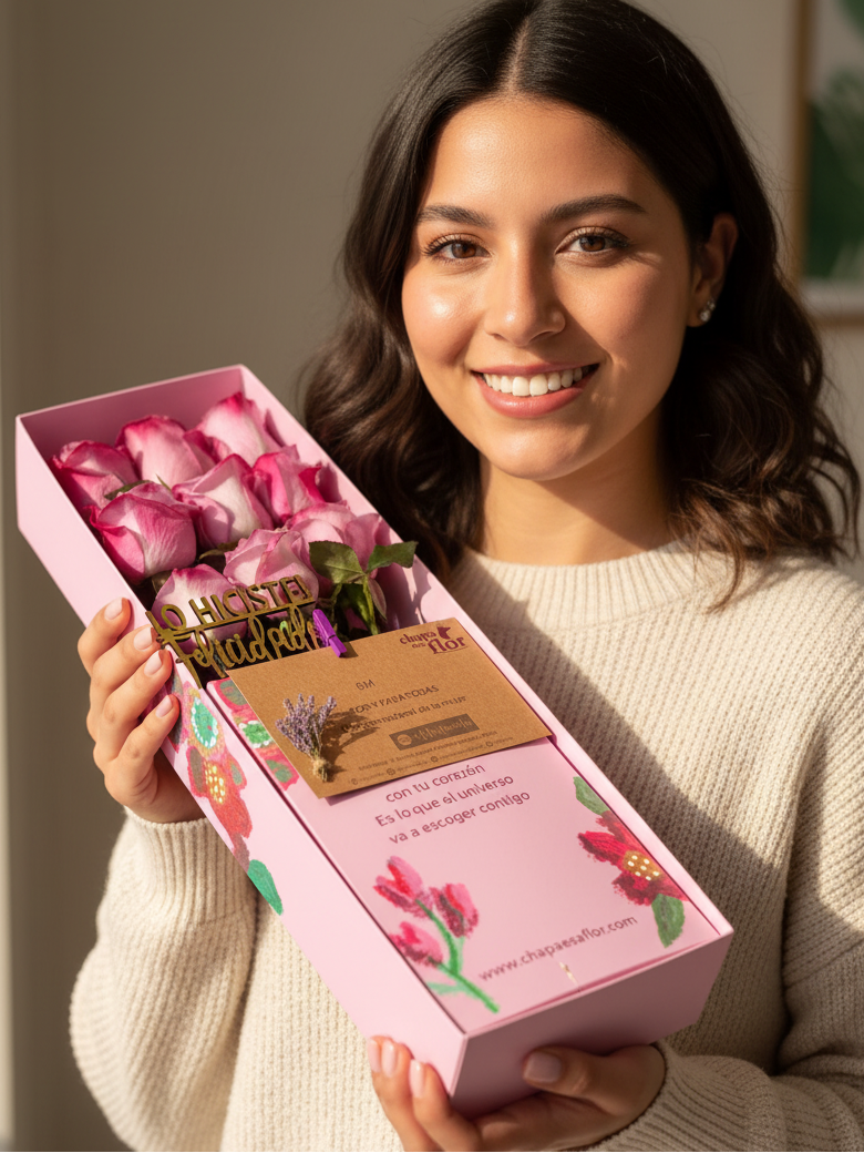 Box Premium con 9 rosas lilas