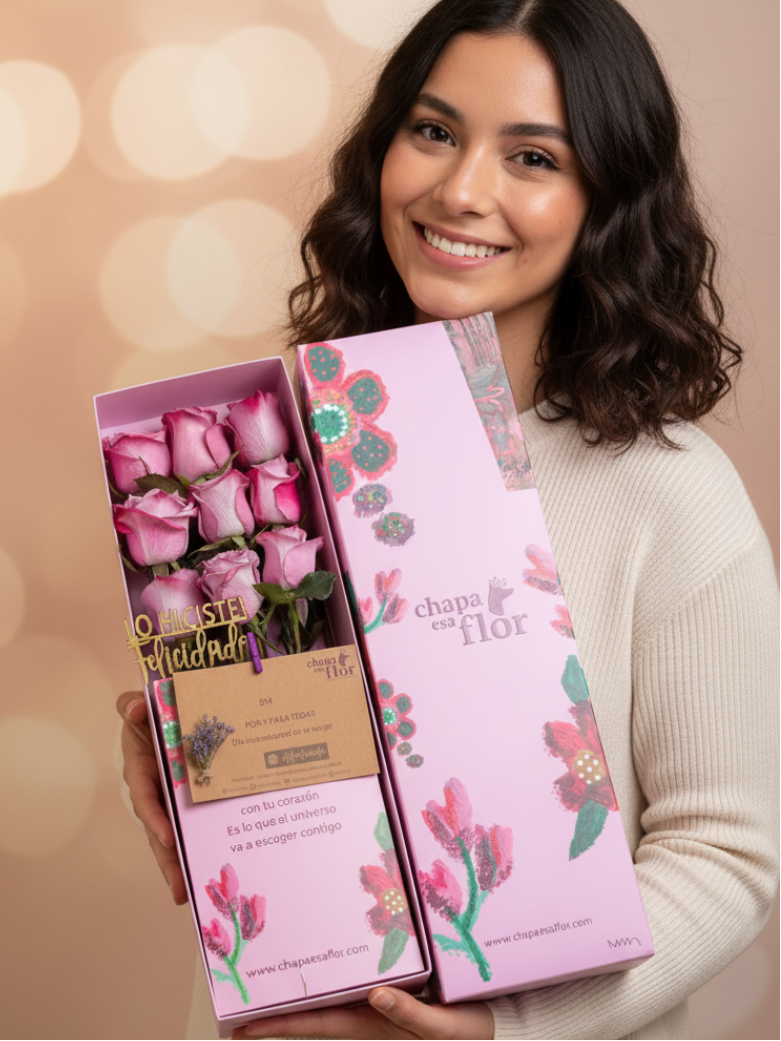 Box Premium con 9 rosas lilas