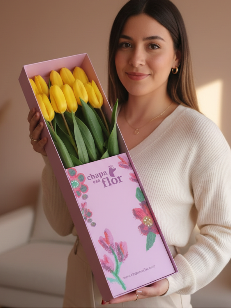 Caja Box Premium Primavera Edición Día de las Flores Amarillas - 10 tulipanes