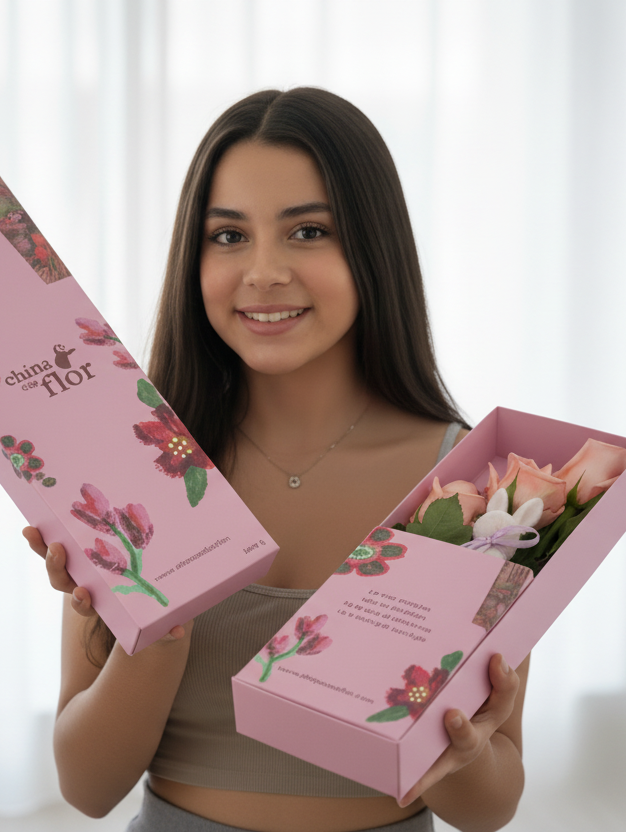 Caja Box Premium con 3 rosas rosadas | Edición Pascuas