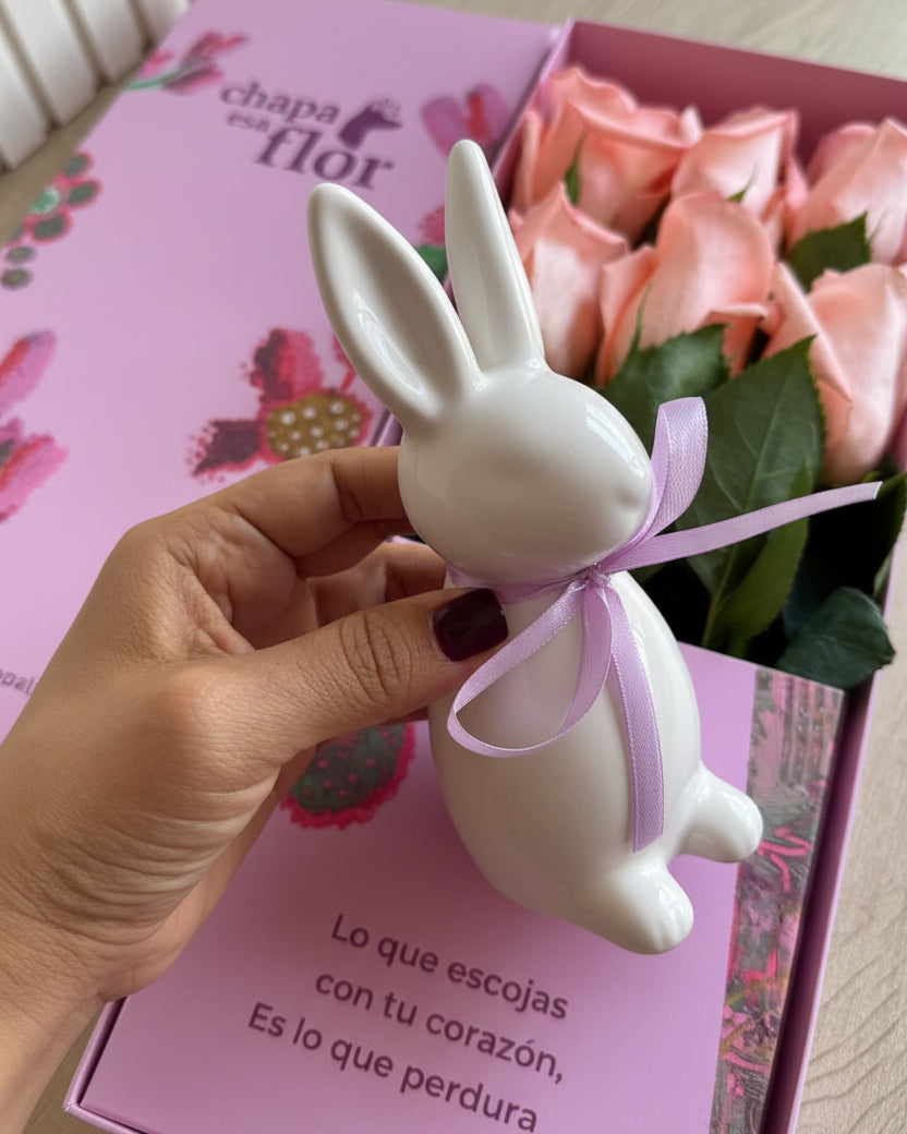 Caja Box Premium con 3 rosas rosadas | Edición Pascuas