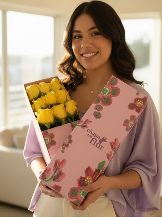 Caja Box Premium Primavera Edición Día de las Flores Amarillas - 9 rosas