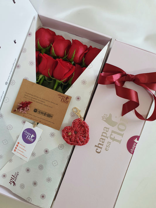 Box Premium con 12 rosas rojas