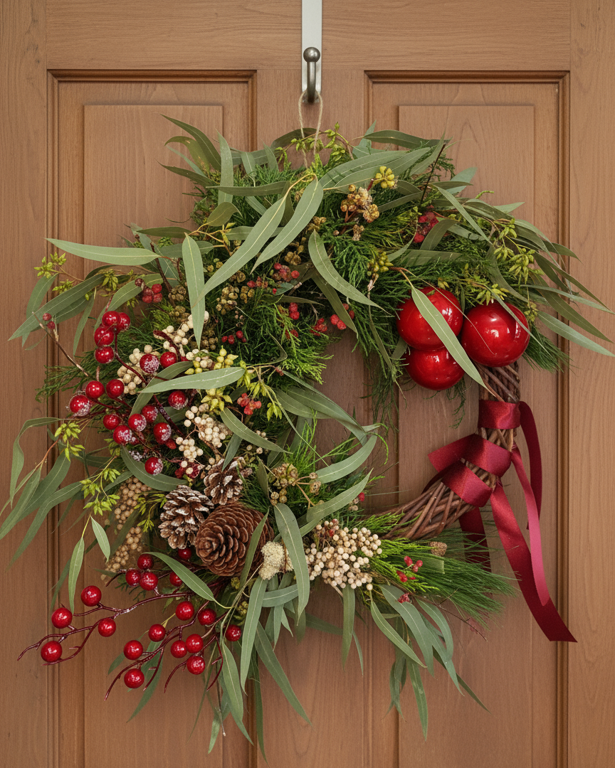 Corona de Puerta Navideña Natural grande