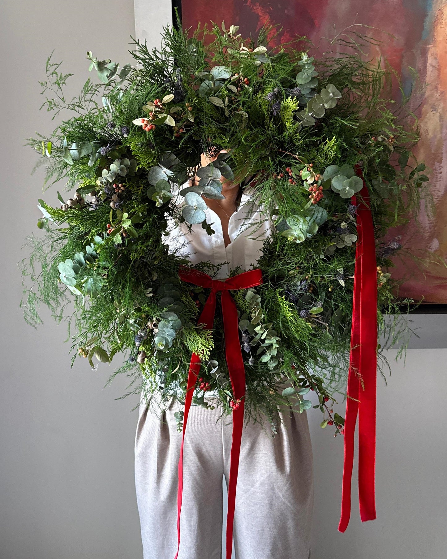 Corona Navideña para colgar Love Green