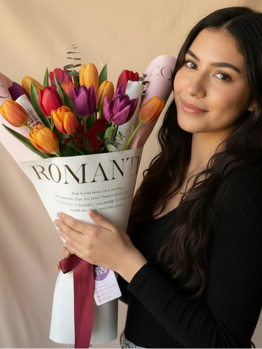 Ramo – 15 Tulipanes Multicolor | Edición San Valentín