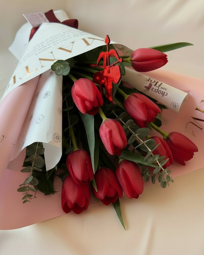 Ramo – 10 Tulipanes rojos
