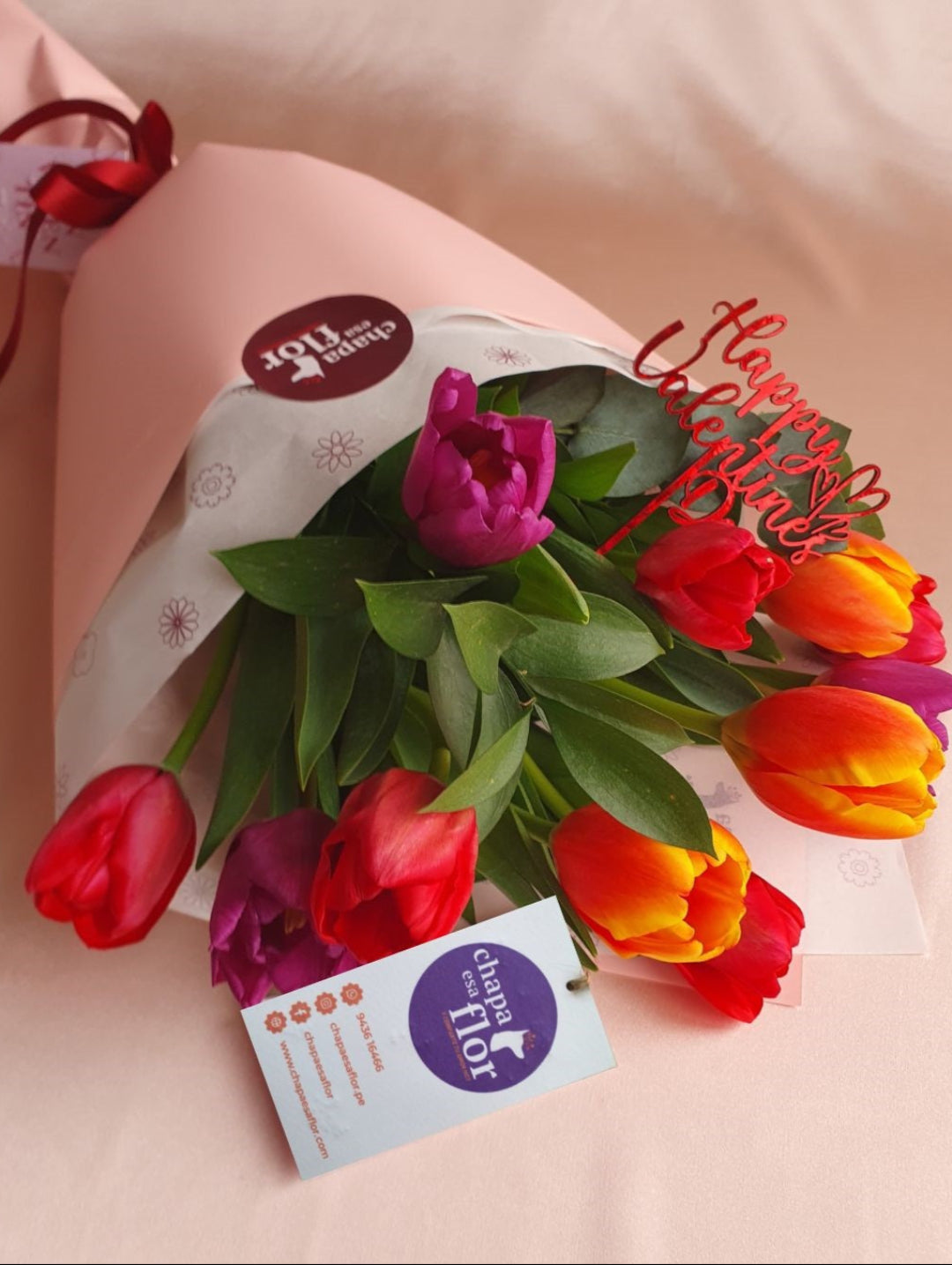 Ramo con 10 tulipanes multicolor