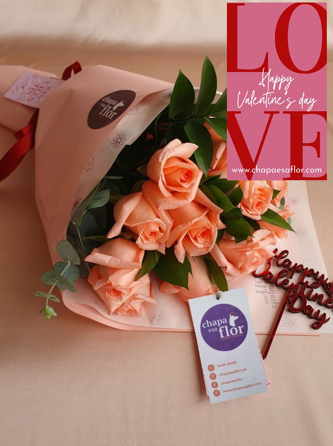 Ramo – 12 Rosas rosadas | Edición San Valentín