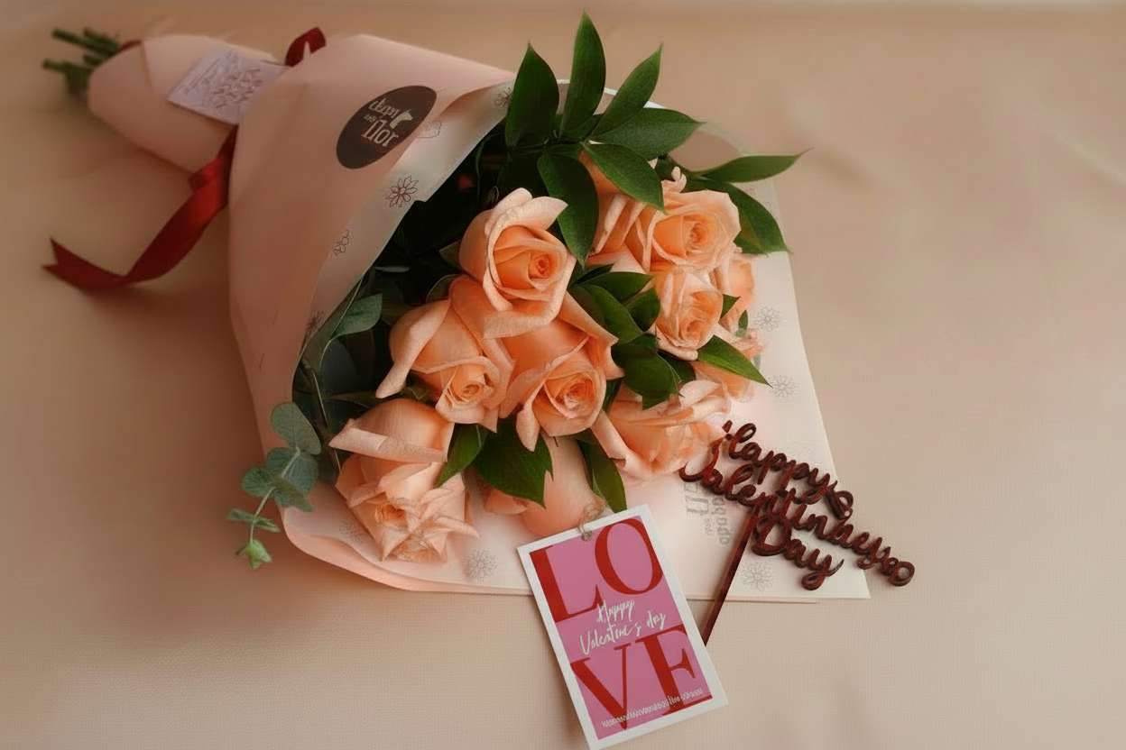 Ramo – 12 Rosas rosadas | Edición San Valentín