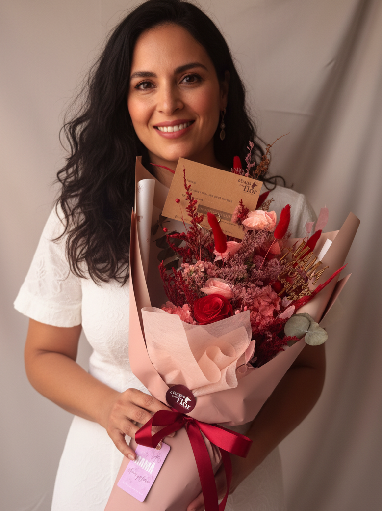 Ramo por amor por siempre Mamá de flores secas y preservadas