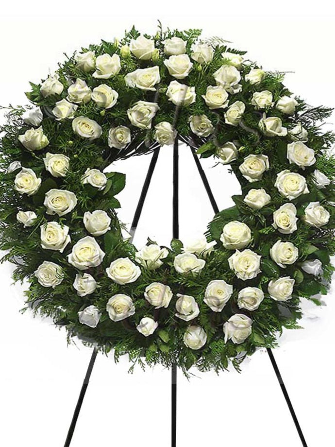 Corona Condolencias 72 Rosas blancas