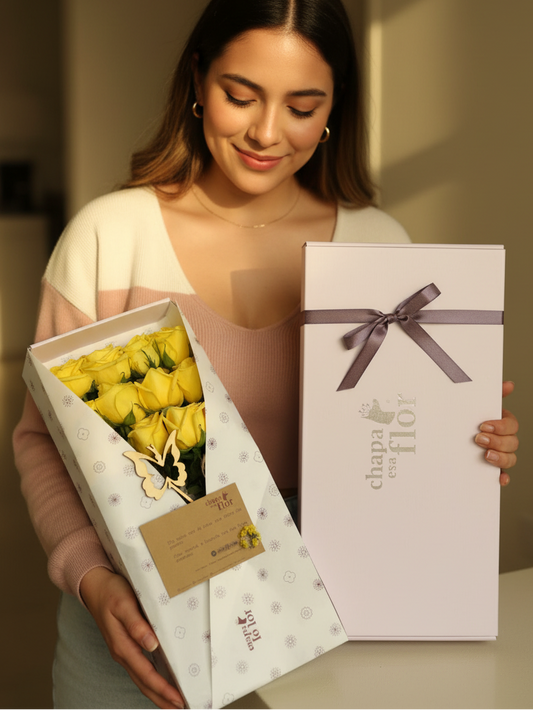 Caja Box Premium Primavera Edición Día de las Flores Amarillas - 12 rosas