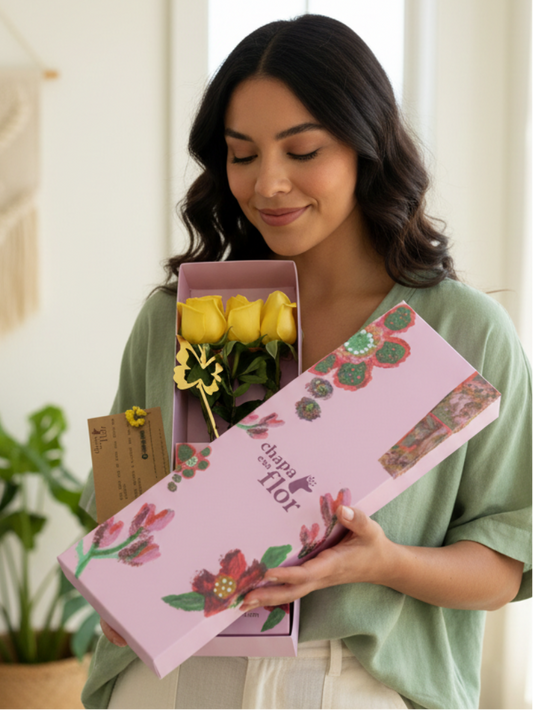 Caja Box Premium Primavera Edición Día de las Flores Amarillas - 3 rosas