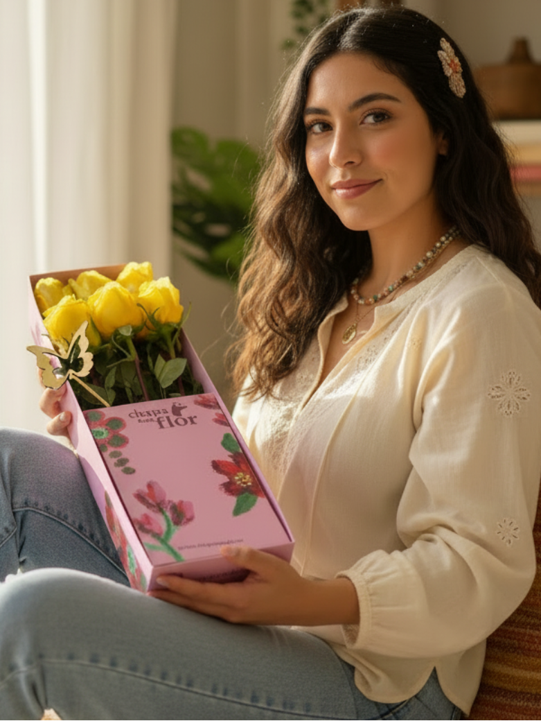 Caja Box Premium Primavera Edición Día de las Flores Amarillas - 6 rosas
