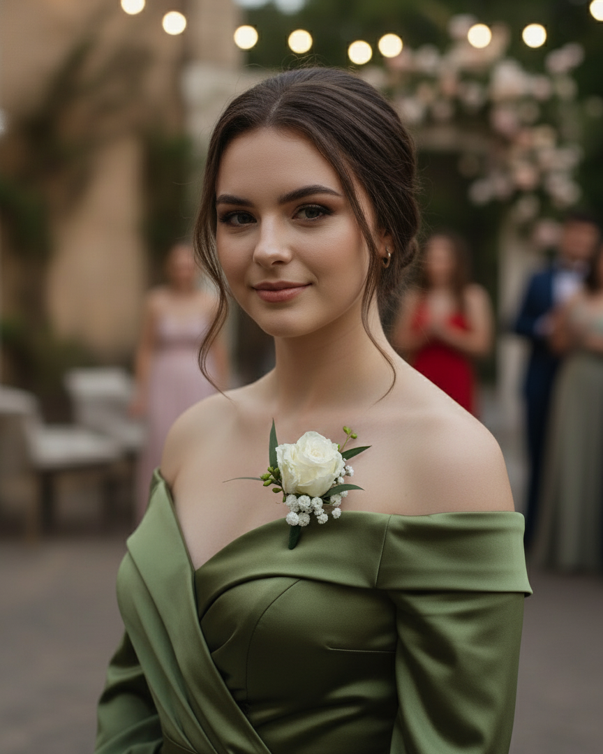 Corsage de mini rosa blanca - botoniere