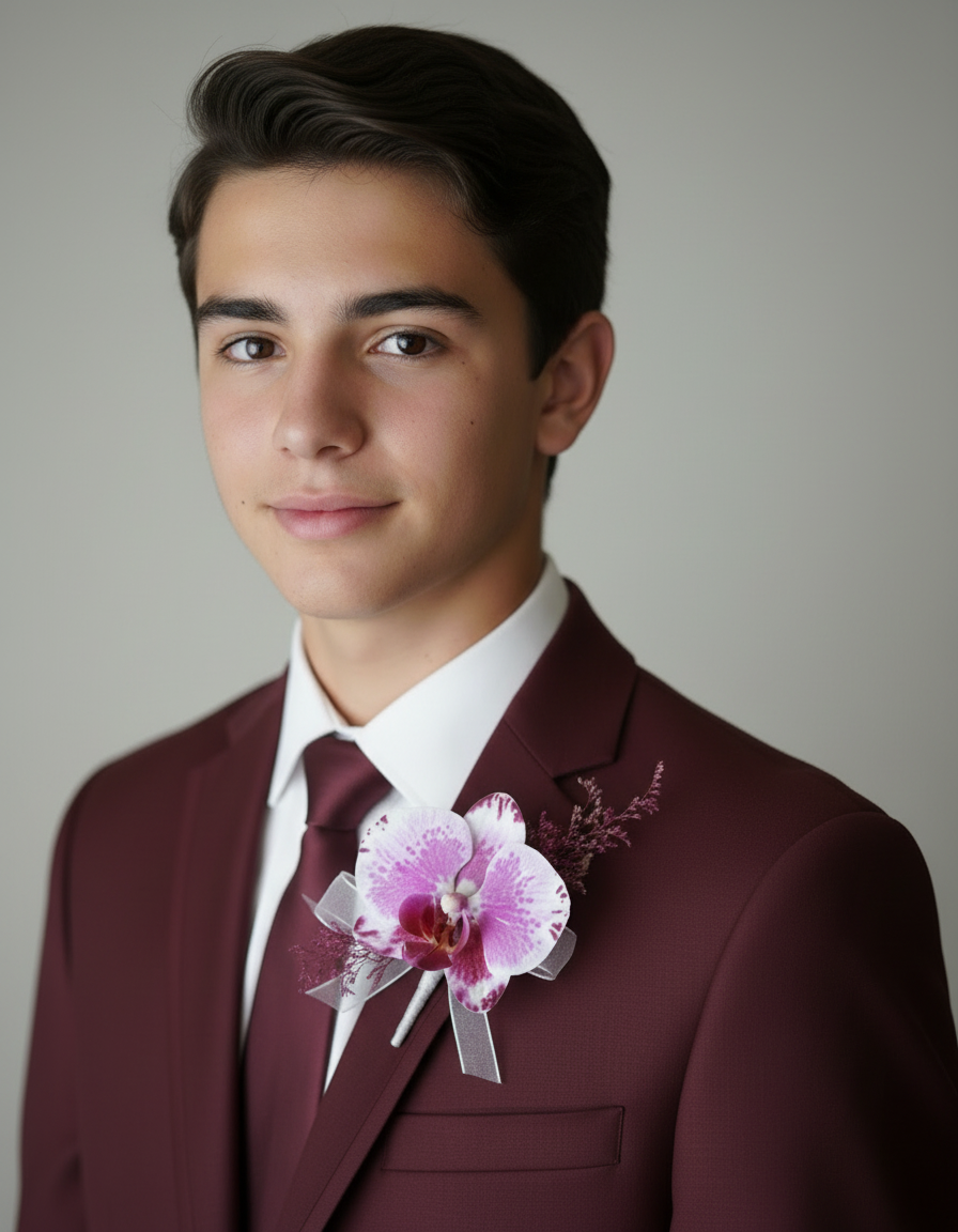 Corsage de Orquídea púrpura botoniere