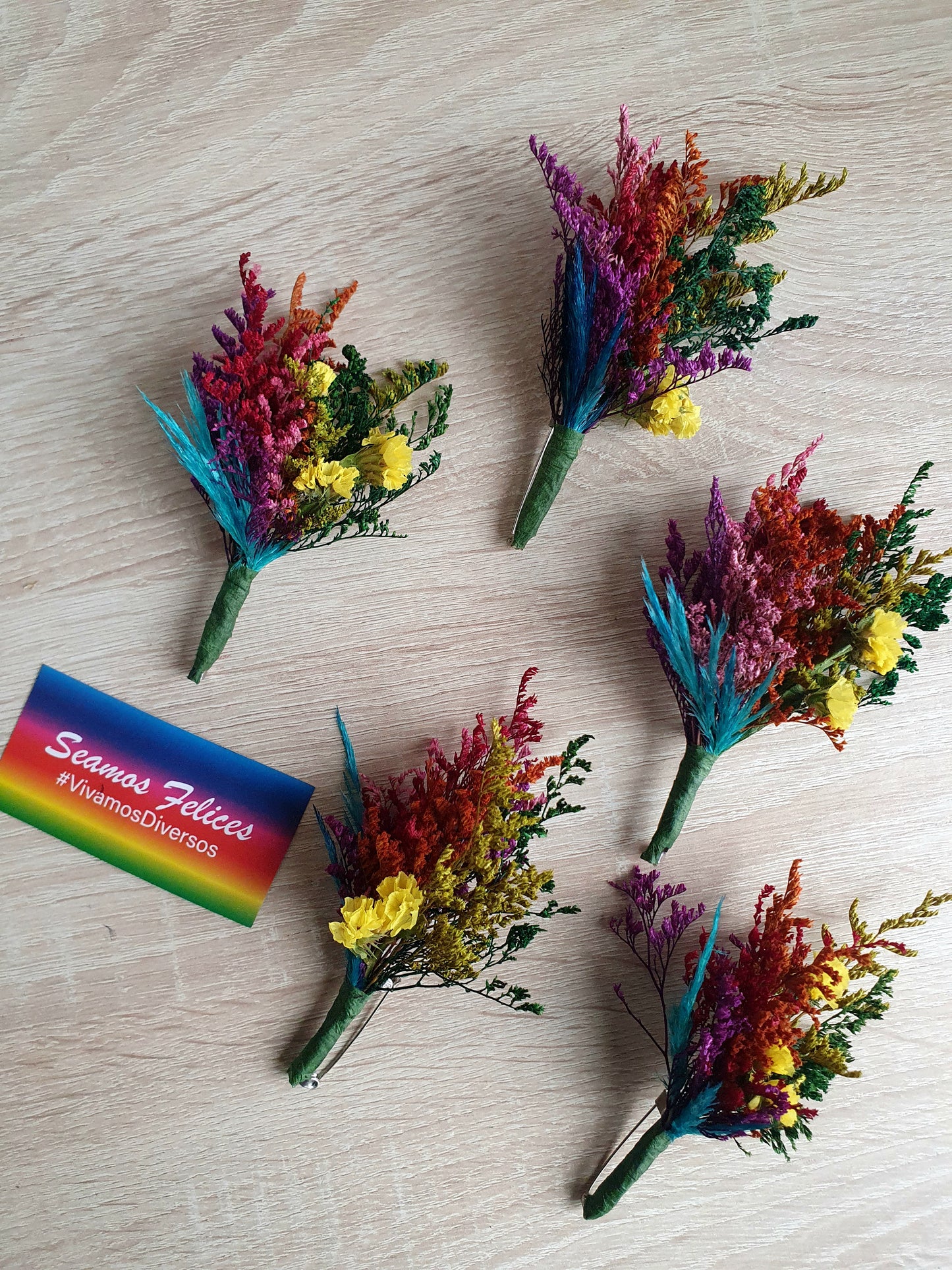 Pack 12 Prendedores / Pin Pride de flores secas 🏳️‍🌈🏳️‍⚧️