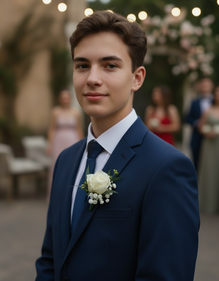 Corsage de mini rosa blanca - botoniere