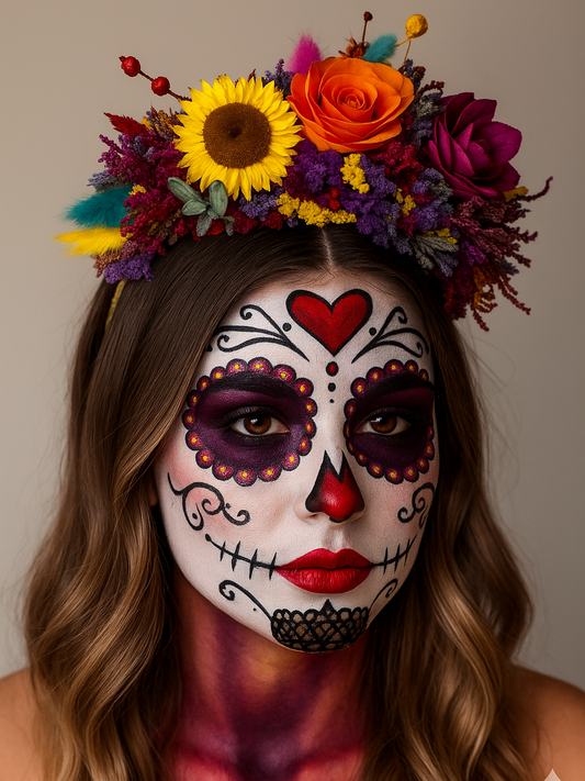 Tiara temática Frida Kahlo flores secas halloween