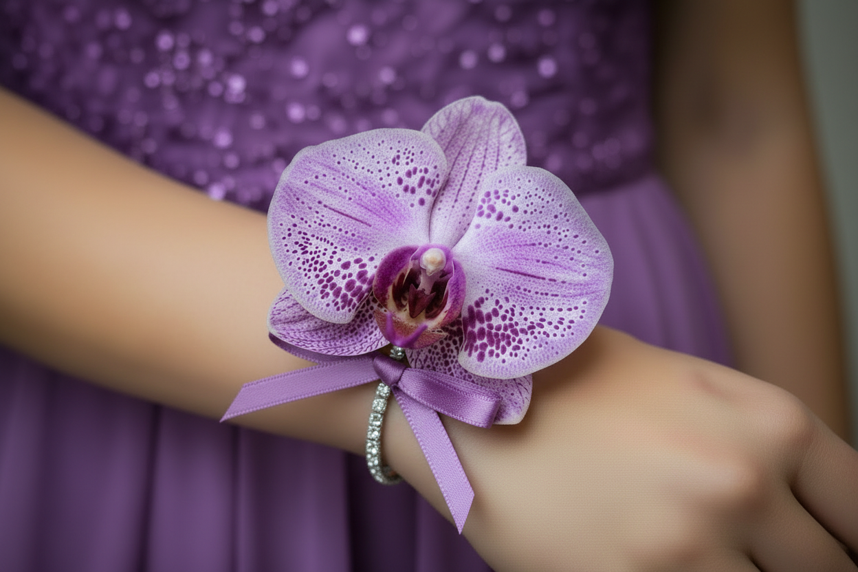 Corsage de Orquídea púrpura pulsera