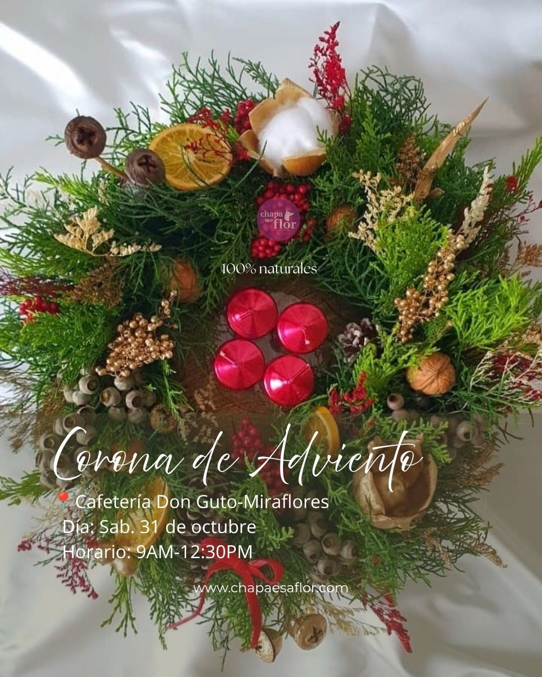 Taller corona de adviento natural 31 oct 2026