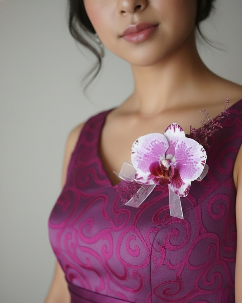 Corsage de Orquídea púrpura botoniere