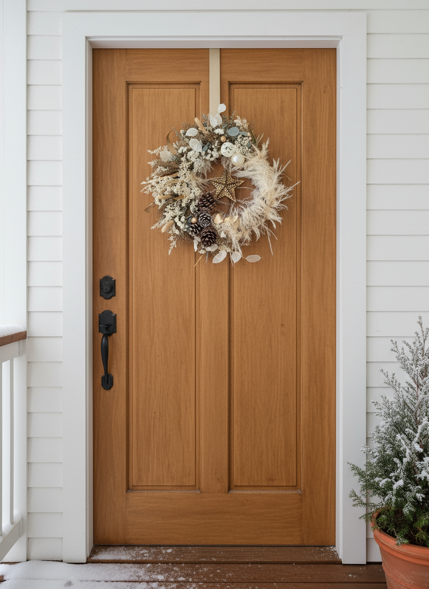 Corona de Puerta Navideña de flores secas
