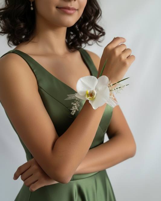 Corsage de Orquídea blanca pulsera