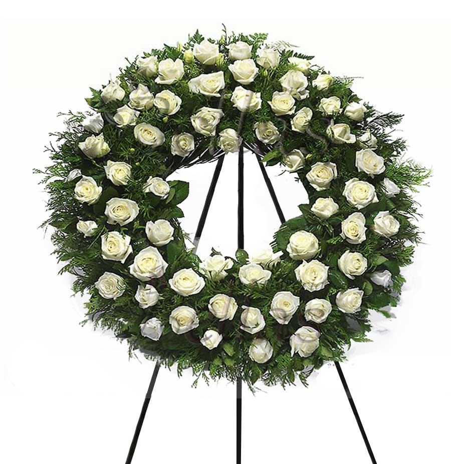 Corona Condolencias 72 Rosas blancas